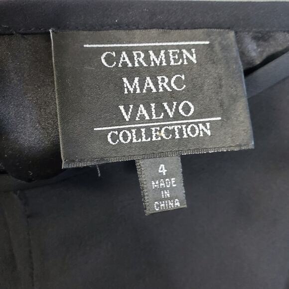 Carmen Marc Valvo Collection Black lined silk pants with hidden back zipper - Picture 4 of 8